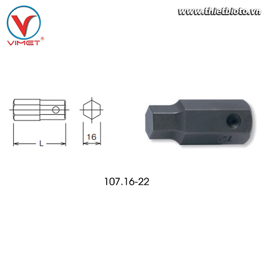 Đầu khẩu lục giác 22mm Koken 107.16-22