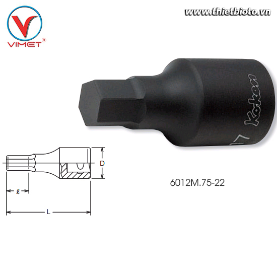 Đầu tuýp mũi vít 22mm Koken 6012M.75-22