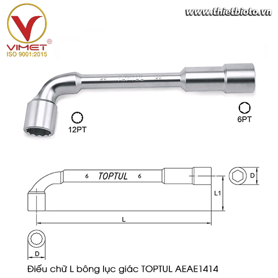 Điếu chữ L bông lục giác TOPTUL AEAE1414