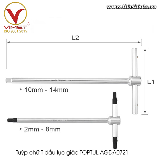 Tuýp chữ T đầu lục giác Toptul AGDA0721