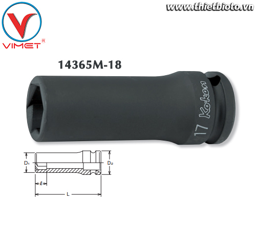 Đầu tuýp lục giác 18mm Koken 14365M-18