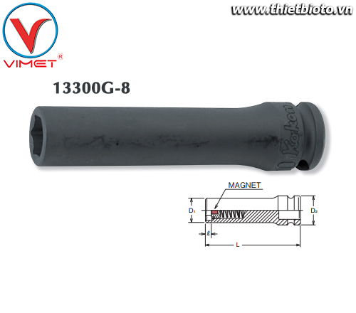 Đầu tuýp lục giác từ tính 8mm Koken 13300G-8