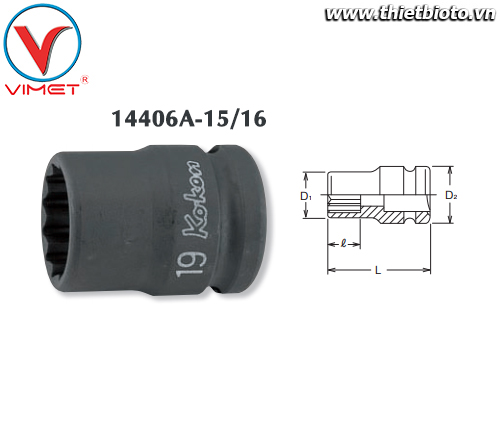 Đầu tuýp bông 15/16 Koken 14406A-15/16
