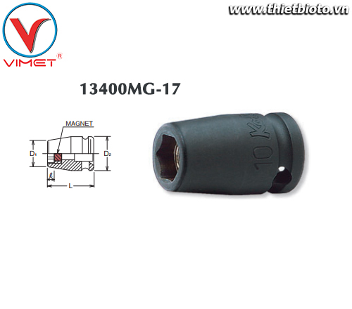 Đầu tuýp lục giác từ tính 17mm Koken 13400MG-17